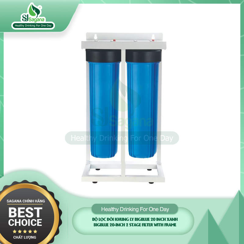Bộ lọc đôi khung ly Bigblue 20 inch xanh