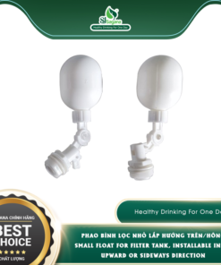 Small float for filter tank, installable in an upward or sideways direction